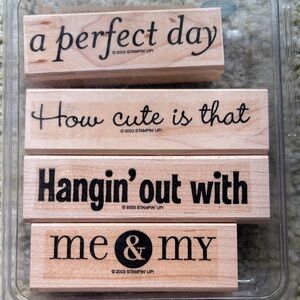 Stampin' Up! Wooden Sentiment Stamp Set - Natural Wood- Phase Starters II